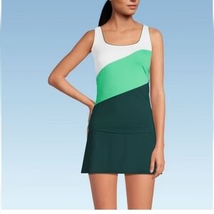 Lands' End Women's Swim Dress - White and Green